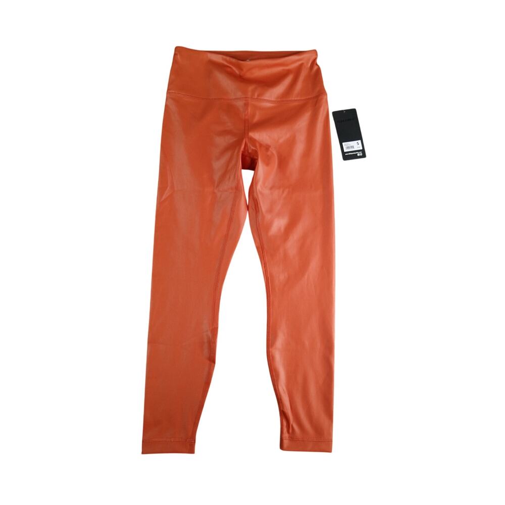 90 Degree By Reflex Leggings Womens Small Orange Stretch Shine Athletic NWT - Picture 1 of 8